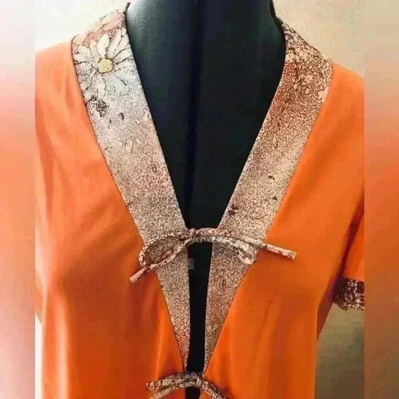 VTG 60s 70s Flower Power nylon Night Gown Cover Robe  Women M-L - Picture 6 of 14